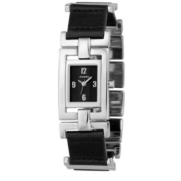 Fossil ES1851 Stainless Steel 50m Water Resistant Woman's Watch Black leather - Picture 1 of 12
